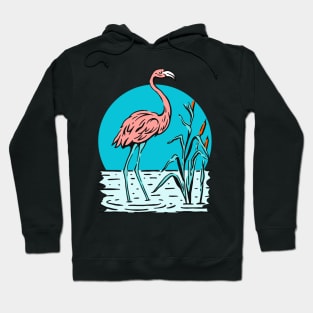 Pink Flamingo Nature Illustration Gift Hoodie